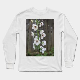 Tower of White Flowers Against a Fence Photographic Image Long Sleeve T-Shirt